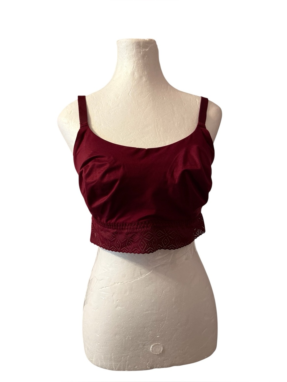 Women's So Soft Bralette - Auden Burgundy Lace-Hem, XL